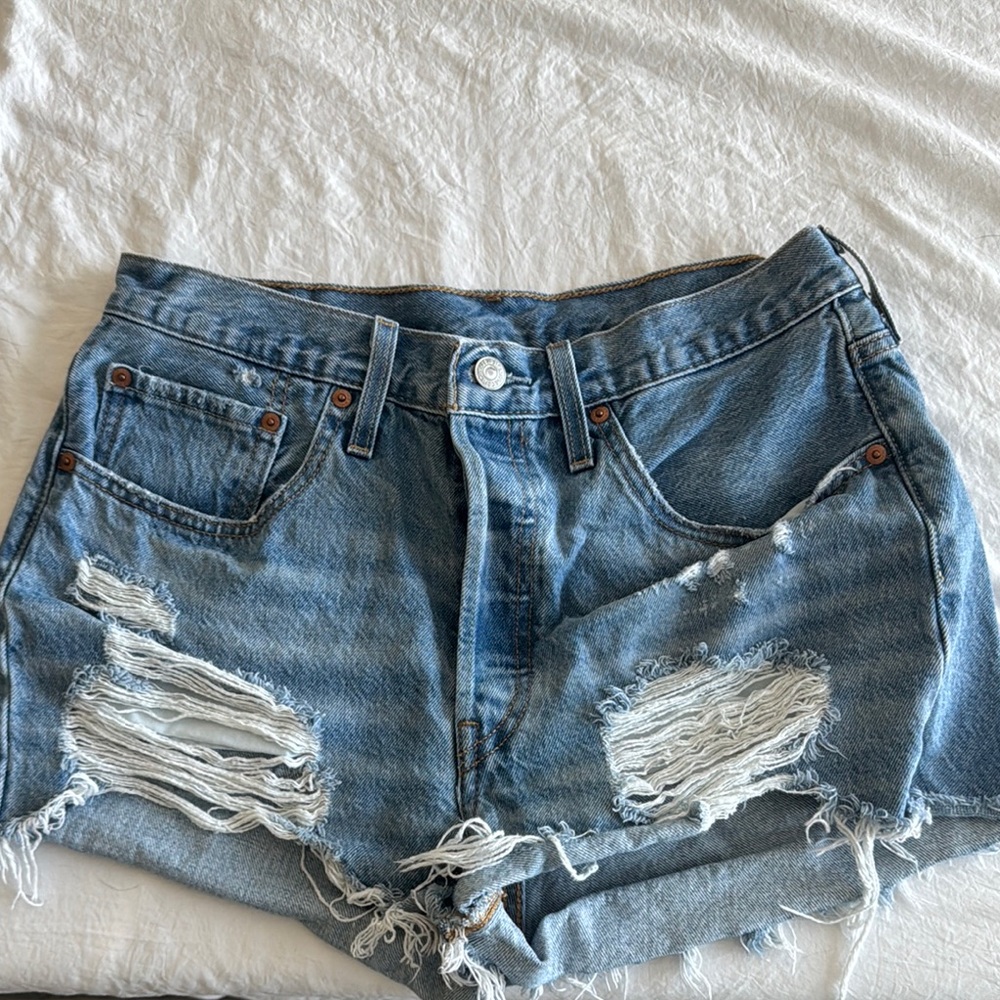 Distressed Denim Shorts